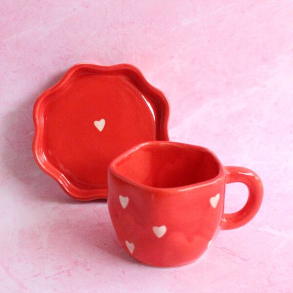 Berry Red Cup and Saucer | Byora Homes | Red | Stoneware Ceramic - Image 5