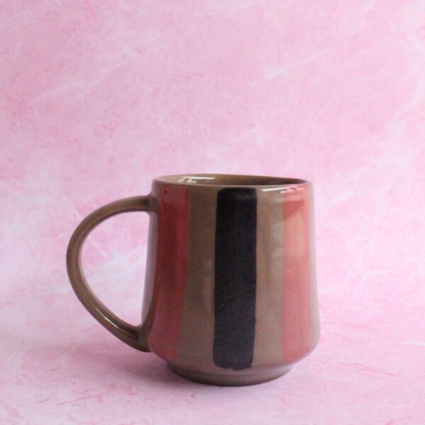 Brown Stripes Mug | Byora Homes | Brown | Stoneware Ceramic - Image 4