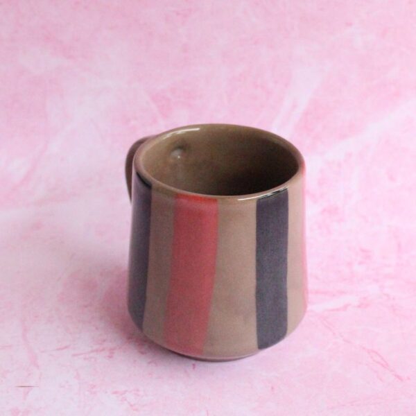Brown Stripes Mug | Byora Homes | Brown | Stoneware Ceramic - Image 3