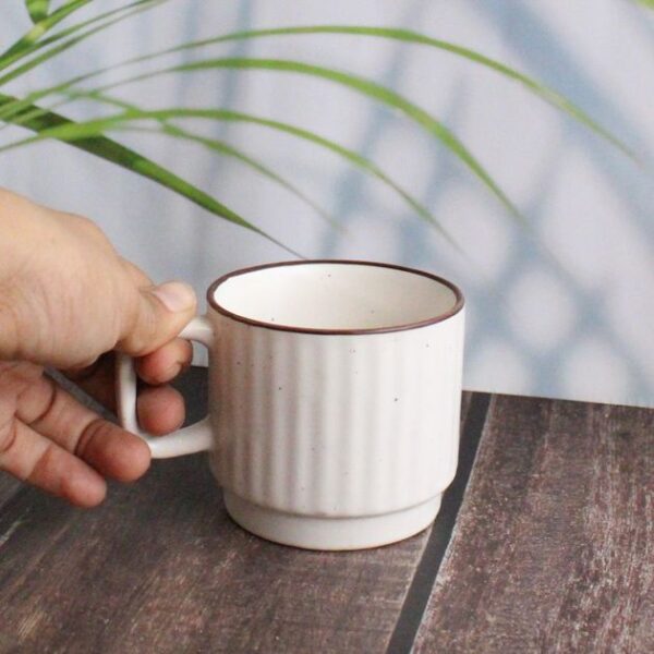 Ribs and Rims Mini Mug | Byora Homes | White | Stoneware Ceramic - Image 4