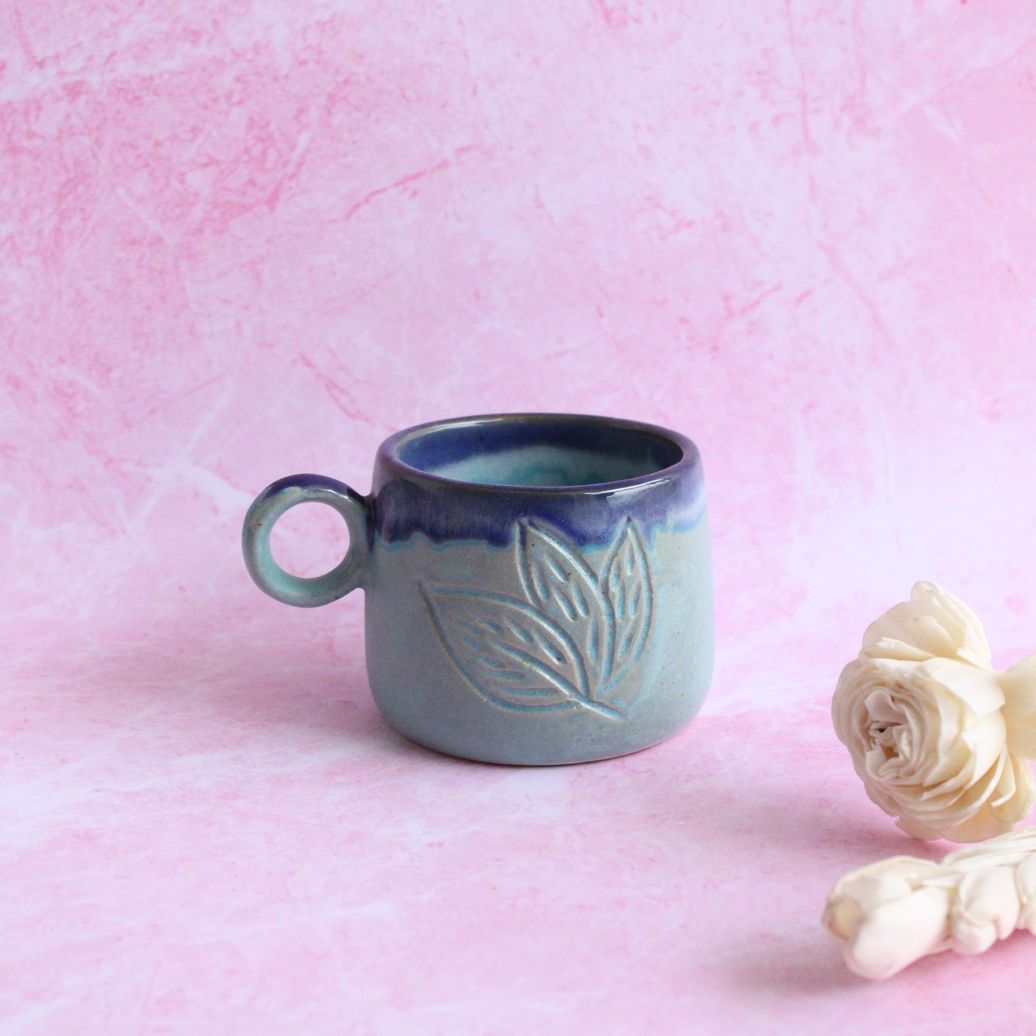 Blueleaf Mug | Byora Homes | Blue | Stoneware Ceramic