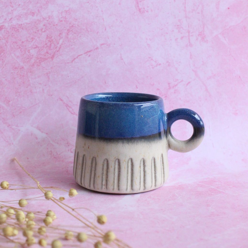 Blue Crest Mug | Byora Homes | Blue & Grey | Stoneware Ceramic