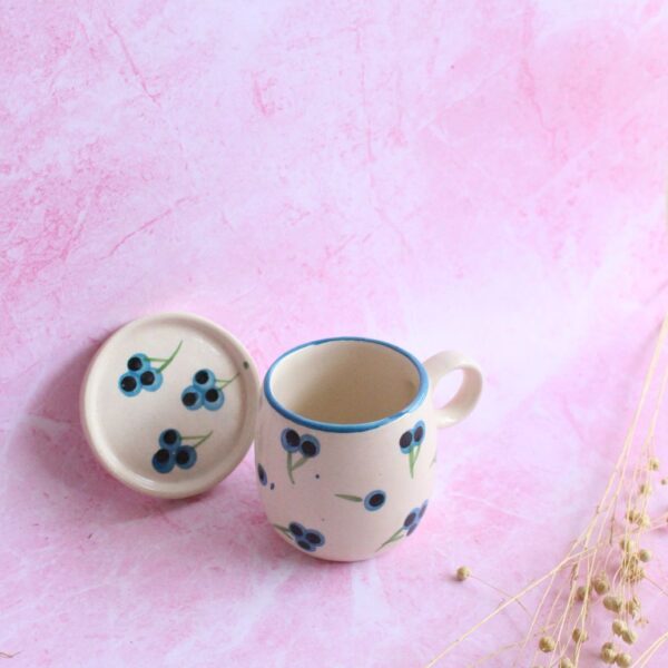 Blueberry Mug and Saucer | Byora Homes | Beige & Blue | Stoneware Ceramic - Image 2