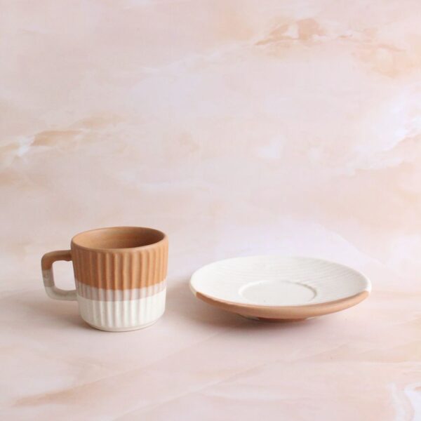 Sandy Ribs Cup and Saucer | Byora Homes | Terra | Stoneware Ceramic - Image 4