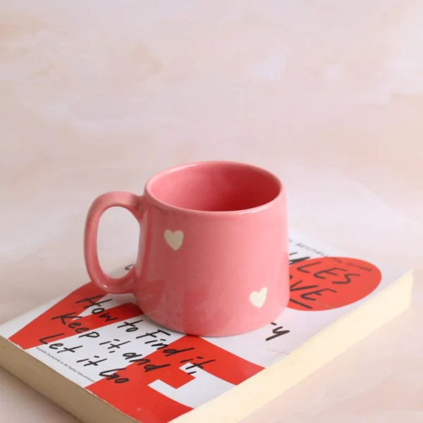 Pastel Hearts Cappuccino Cup | Byora Homes | Pink | Stoneware Ceramic - Image 4