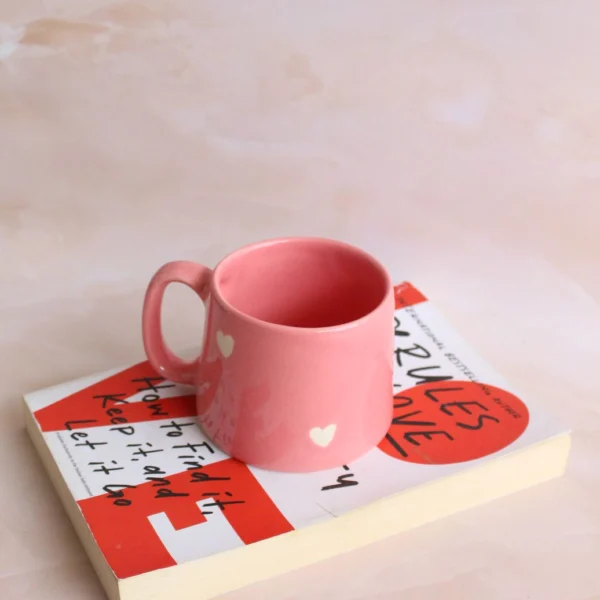 Pastel Hearts Cappuccino Cup | Byora Homes | Pink | Stoneware Ceramic - Image 3