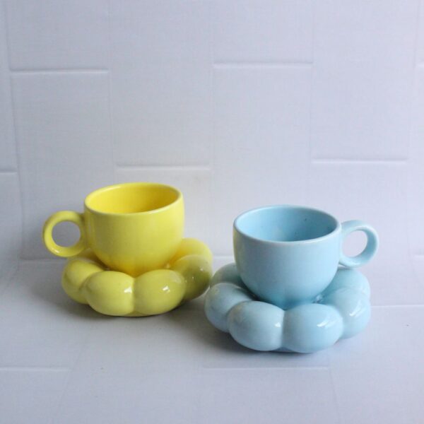 Bubble Pop Blue Cup and Saucer | Byora Homes | Blue | Stoneware Ceramic - Image 4