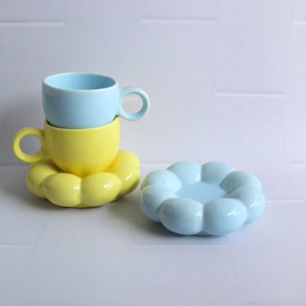 Bubble Pop Blue Cup and Saucer | Byora Homes | Blue | Stoneware Ceramic - Image 3