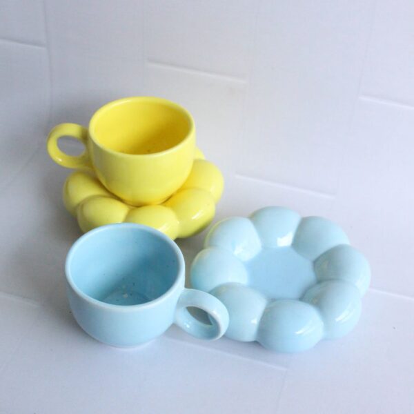 Bubble Pop Blue Cup and Saucer | Byora Homes | Blue | Stoneware Ceramic - Image 2