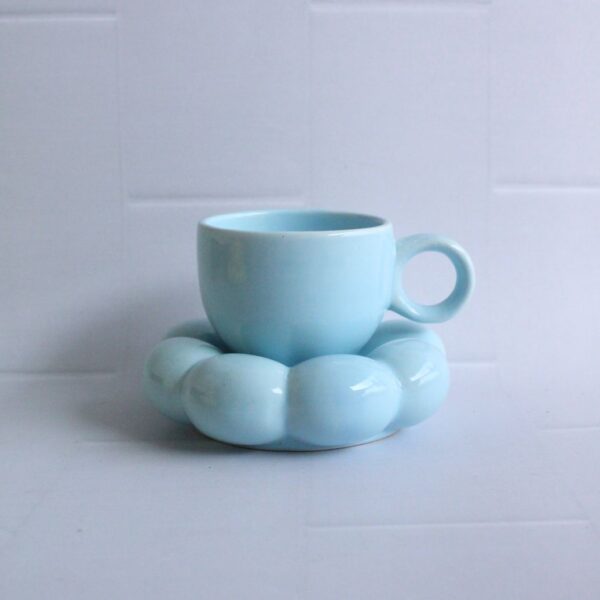 Bubble Pop Blue Cup and Saucer | Byora Homes | Blue | Stoneware Ceramic