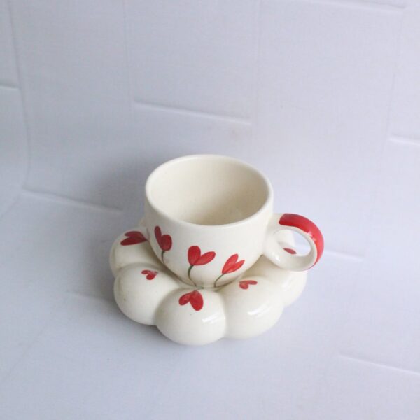 Hearty Pop and Saucer | Byora Homes | Beige & Red | Stoneware Ceramic - Image 4