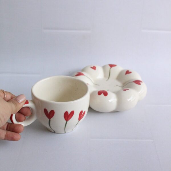Hearty Pop and Saucer | Byora Homes | Beige & Red | Stoneware Ceramic - Image 3