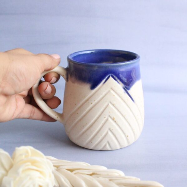 Blue and Arrow Mug | Byora Homes | Blue and White | Stoneware Ceramic - Image 4
