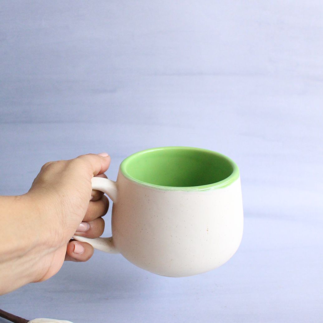 Bloom On the Inside Mug | Byora Homes | Green & White | Stoneware Ceramic