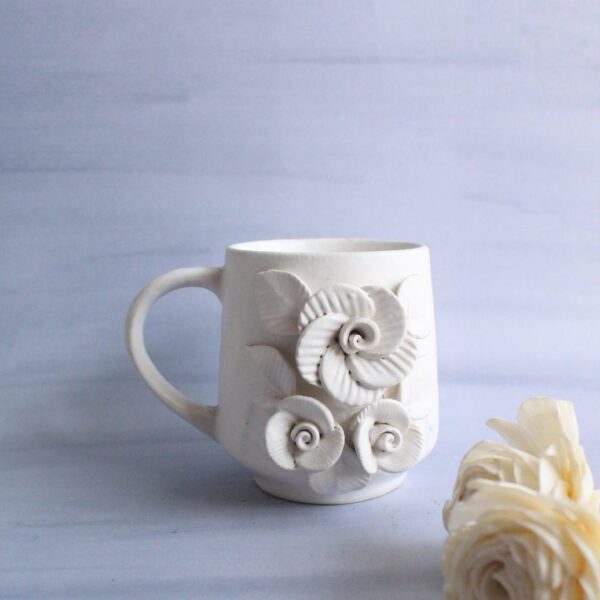 Sage Flora Mug | Byora Homes | White | Stoneware Ceramic - Image 2