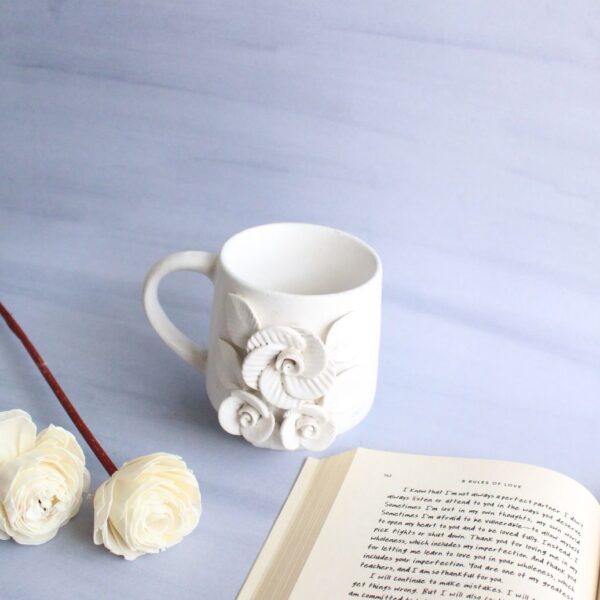 Sage Flora Mug | Byora Homes | White | Stoneware Ceramic - Image 4