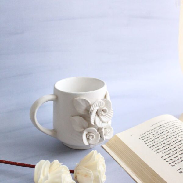 Sage Flora Mug | Byora Homes | White | Stoneware Ceramic - Image 5