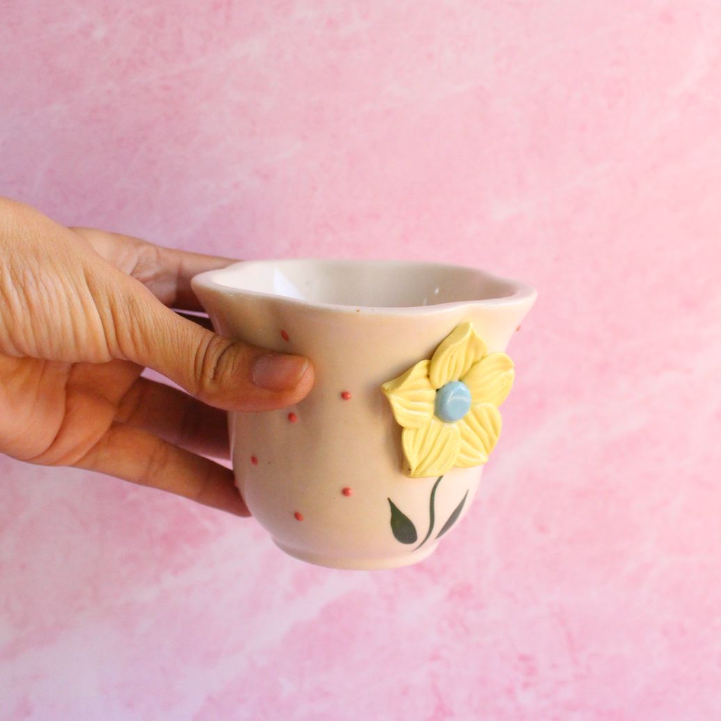 Tulip Mug | Byora Homes | Beige & Yellow | Stoneware Ceramic - Image 2
