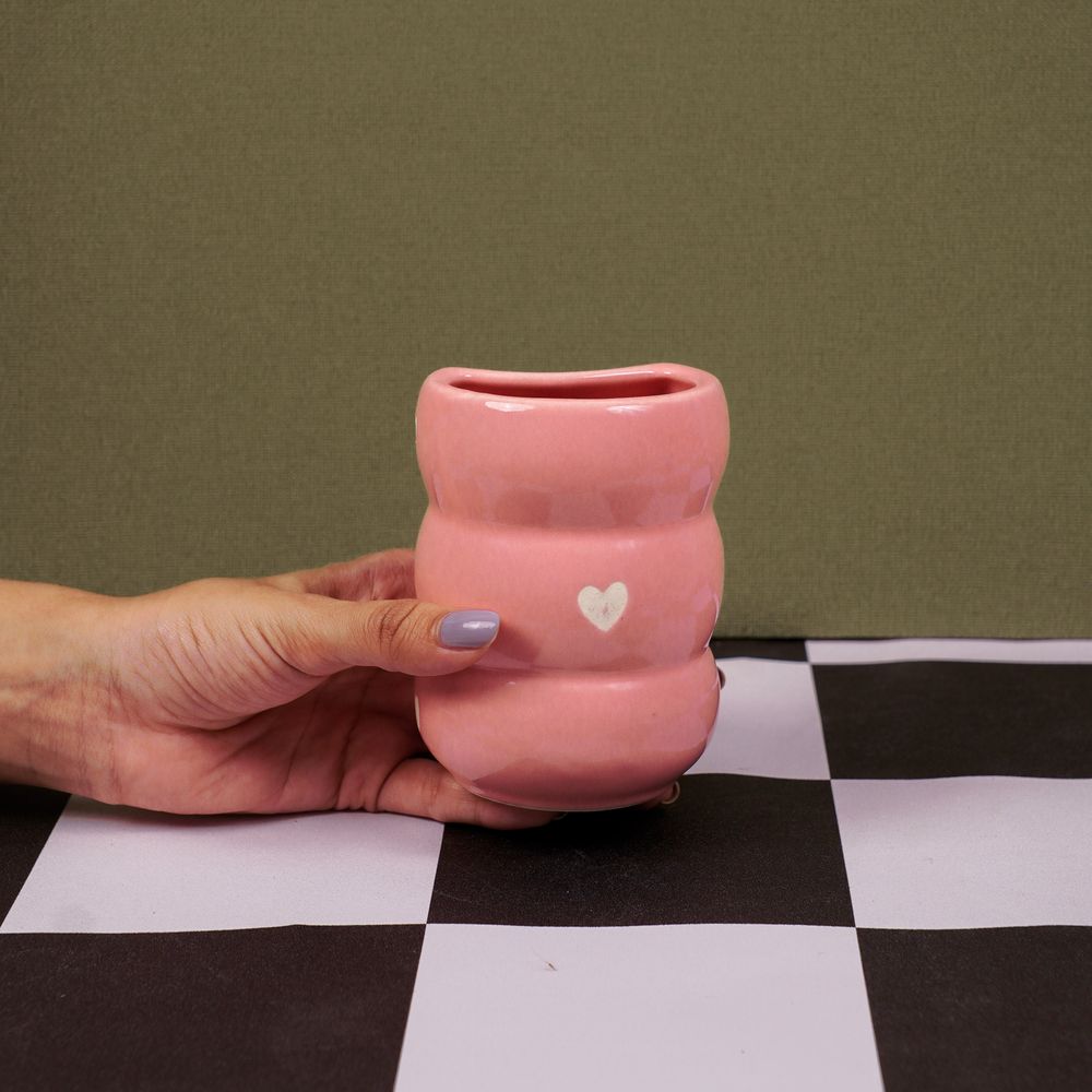 Pink Love Straw Mug | Byora Homes | Baby Pink | Stoneware Ceramic - Image 2