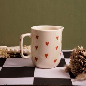 The Hearty Jug Mug | Byora Homes | Beige & Red | Stoneware Ceramic