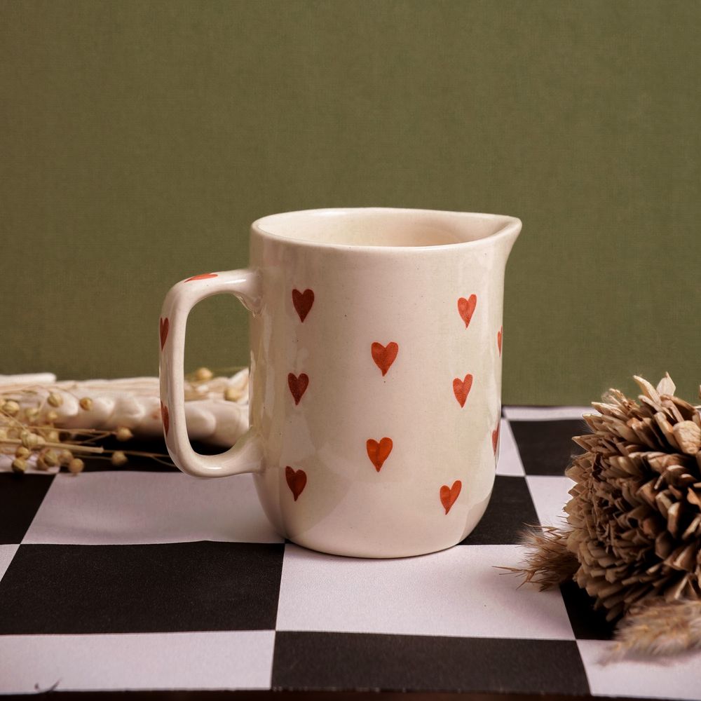 The Hearty Jug Mug | Byora Homes | Beige & Red | Stoneware Ceramic
