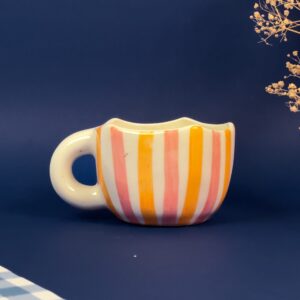 Tic Tac Coffee Mug | Byora Homes | Red & Beige | Stoneware Ceramic