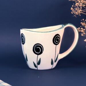 Enchanted Rose Coffee Mug | Byora Homes | Black & White | Stoneware Ceramic
