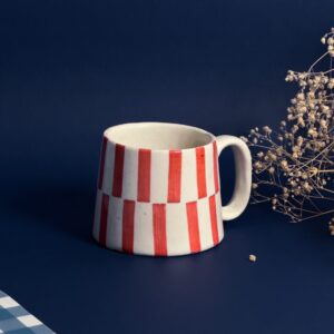 Stripity Stripes Cup | Byora Homes | Red | Stoneware Ceramic