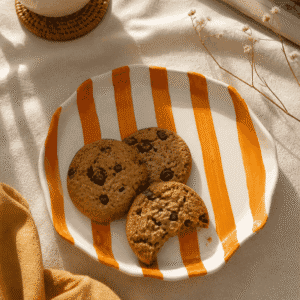 Cookies and Stripes Platter | Byora Homes | Brown | Ceramic