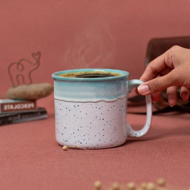 Mint Mist Ceramic Mug | Byora Homes | Mint & White | Stoneware Ceramic - Image 3