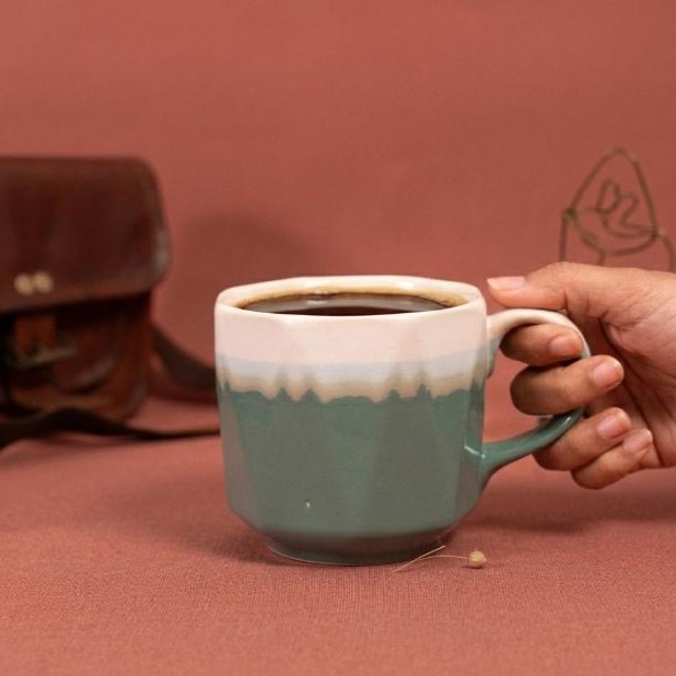 Turqy Ceramic Coffee Mug | Byora Homes | Turqoise & White | Stoneware Ceramic