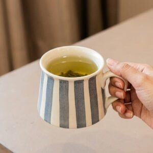 Greys & Stripes Ceramic Tea Cup | Byora Homes | Multicolor | Stoneware Ceramic