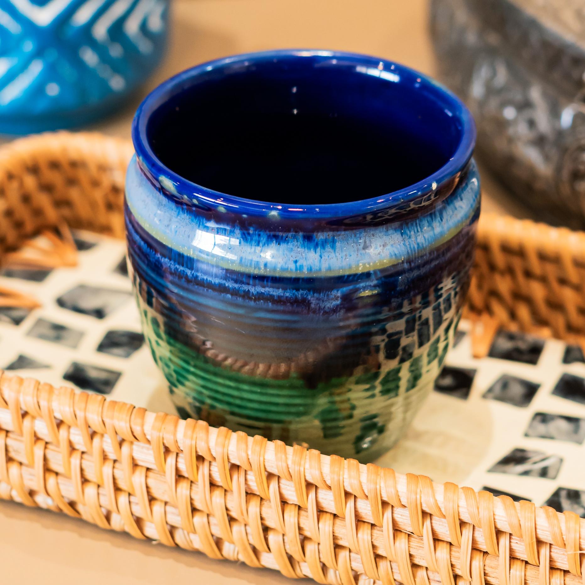 Sea Love Ceramic Kulhad | Byora Homes | Blue & Sea green | Stoneware Ceramic