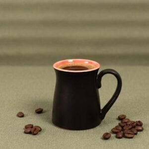 Pink Velvet Coffee Mug | Byora Homes | Pink & Black | Stoneware Ceramic
