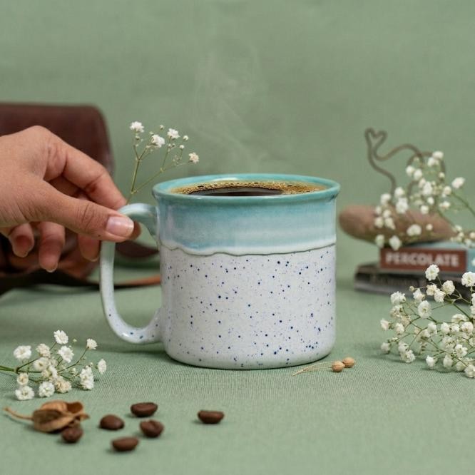 Mint Mist Ceramic Mug | Byora Homes | Mint & White | Stoneware Ceramic