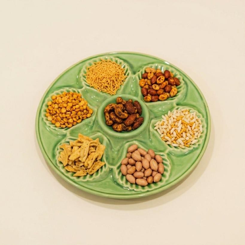Not just Chip and Dip Platter | Byora Homes | Green | Stoneware Ceramic - Image 2