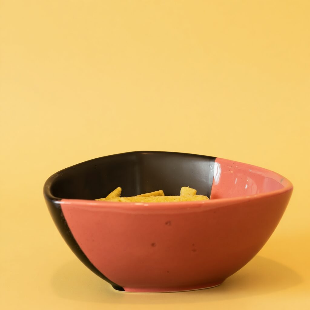 Di Tri Ceramic Salad Bowl | Byora Homes | Pink & Black | Stoneware Ceramic - Image 2