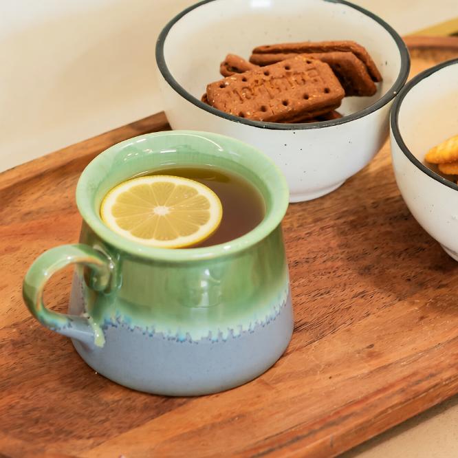 Sage Mist Ceramic Tea Cup | Byora Homes | Multicolor | Stoneware Ceramic