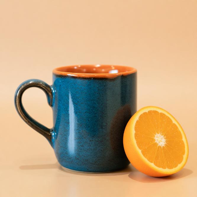 Mystic Orange Tea Cup 2.0 | Byora Homes | Multicolor | Stoneware Ceramic