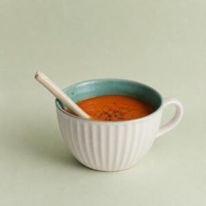 Blue & White Soup Cup with Spoon | Byora Homes | Sand Brown | Stoneware Ceramic