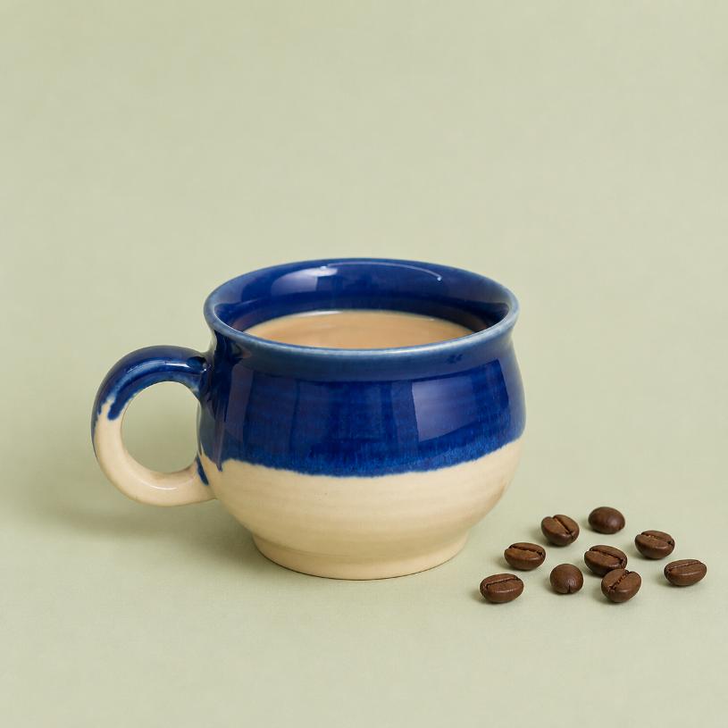 Beaach Waves Matka Tea cup| Byora Homes | Multicolor | Stoneware Ceramic