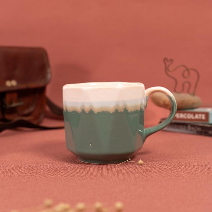 Turqy Ceramic Coffee Mug | Byora Homes | Turqoise & White | Stoneware Ceramic - Image 2