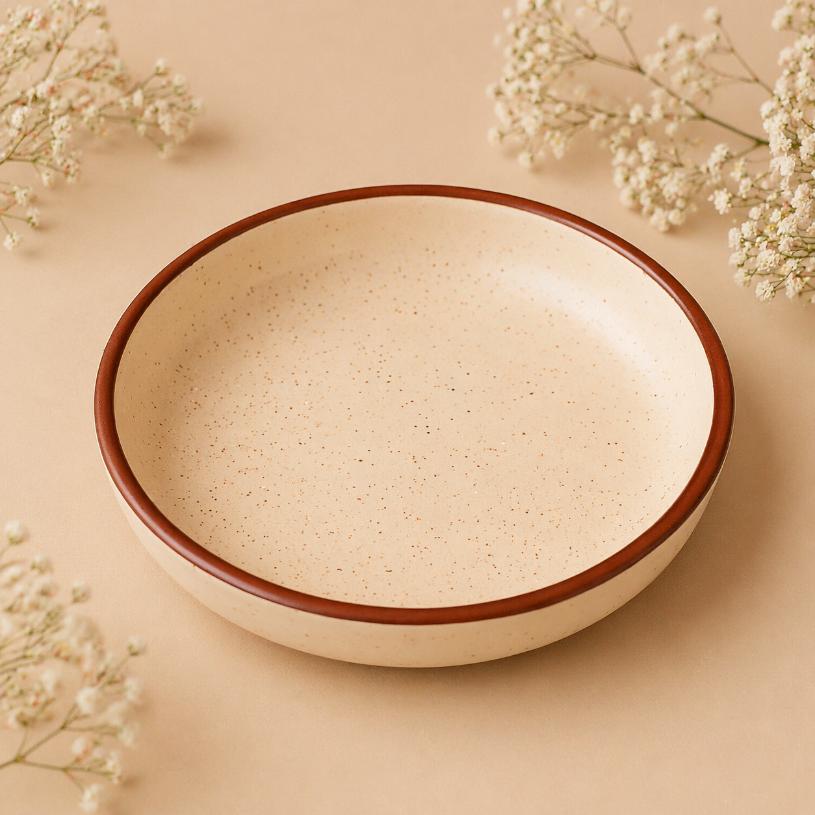 Brown Halo Platter | Byora Homes | Beige | Stoneware Ceramic