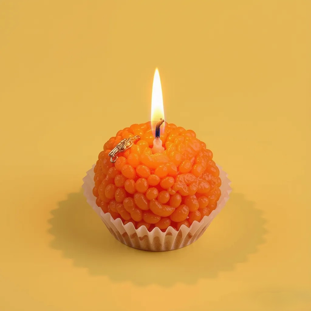 Diwali Ladoo Candle | Byora Homes | Orange | Soy Wax