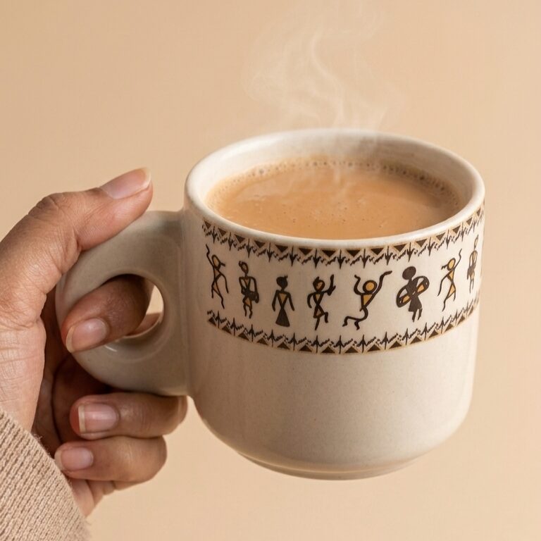 Worli Art Cup | Byora Homes | Multicolor | Stoneware Ceramic - Image 3