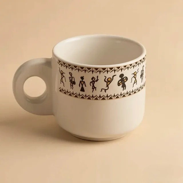Worli Art Cup | Byora Homes | Multicolor | Stoneware Ceramic - Image 2