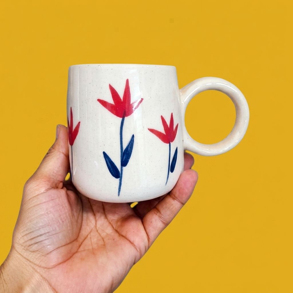 Tulips 2.0 Ceramic Mug | Byora Homes | Multicolor | Stoneware Ceramic - Image 4