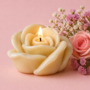 Rose Bud Soy Candle | Byora Homes | White | Soy Wax