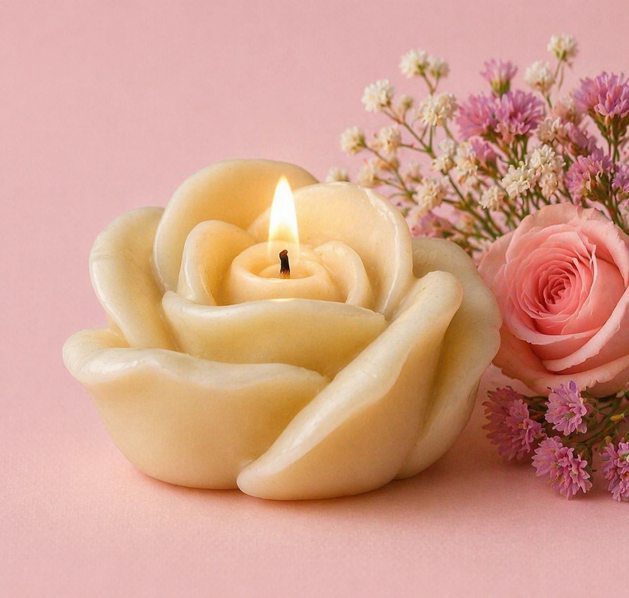 Rose Bud Soy Candle | Byora Homes | White | Soy Wax