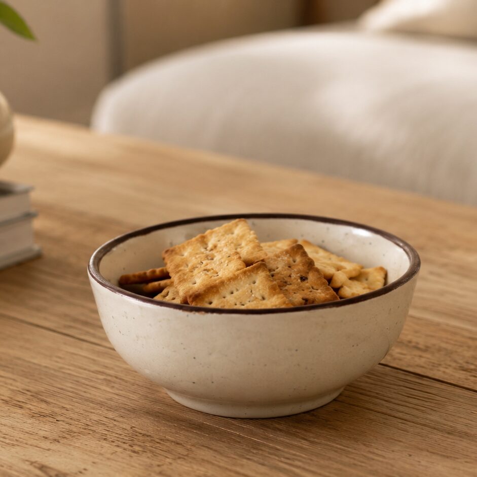 Blurry Brown Rim Ceramic Bowl | Byora Homes | Multicolor | Stoneware Ceramic - Image 4